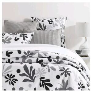 Annie Selke KING Duvet Cover Henri Black NEW! Cotton White Blk Grey Abstract Min